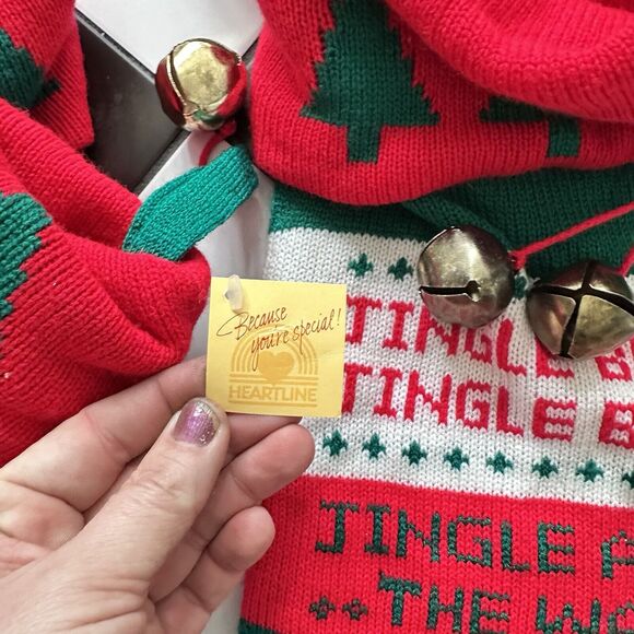 VINTAGE JINGLE BELL SWEATER KNIT OLD FASHIONED CHRISTMAS STOCKING XL 36” NWT - Picture 3 of 8